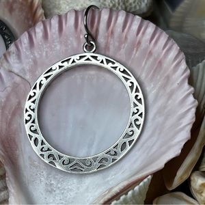 Silpada sterling silver hoop earrings have a filigree design w/ satin finish